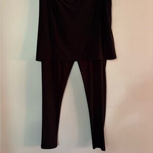 Bali Black Leggings Sleek Stretchy with Attached Skirt